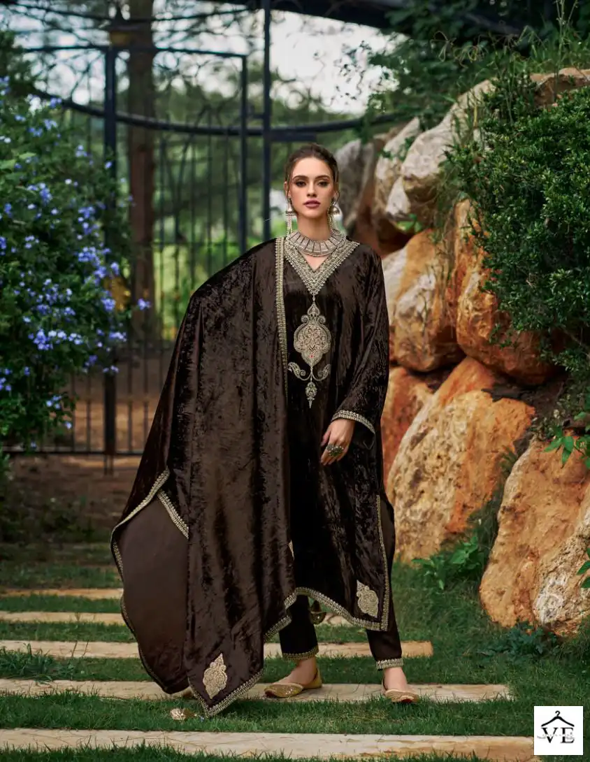 Ibiza Pherans Pure Italian Viscose Velvet Wholesale Designer Winter Salwar Suit Catalog — Wholesale Salwar Suits, MPA wholesale from Surat - Gallery Image 6
