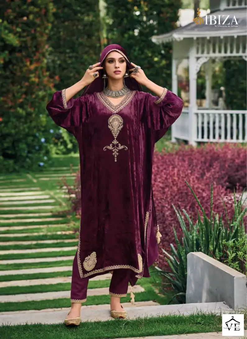 Ibiza Pherans Pure Italian Viscose Velvet Wholesale Designer Winter Salwar Suit Catalog — Wholesale Salwar Suits, MPA wholesale from Surat - Gallery Image 7
