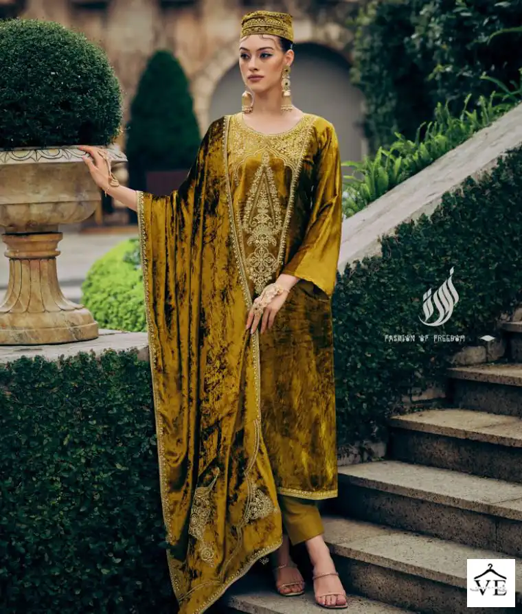 Ibiza Pink Velvet Viscose Velvet Wholesale Designer Winter Salwar Suit Catalog — Wholesale Salwar Suits, MPA wholesale from Surat — view 1