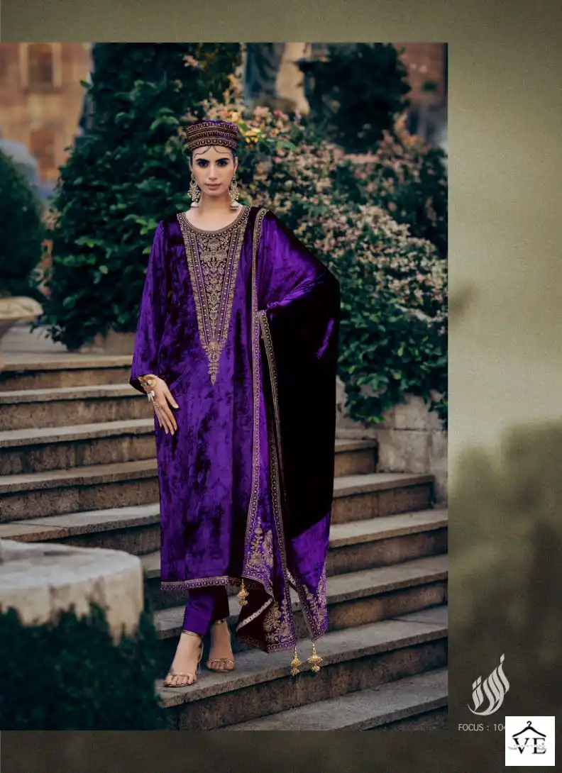 Ibiza Pink Velvet Viscose Velvet Wholesale Designer Winter Salwar Suit Catalog — Wholesale Salwar Suits, MPA wholesale from Surat - Gallery Image 6