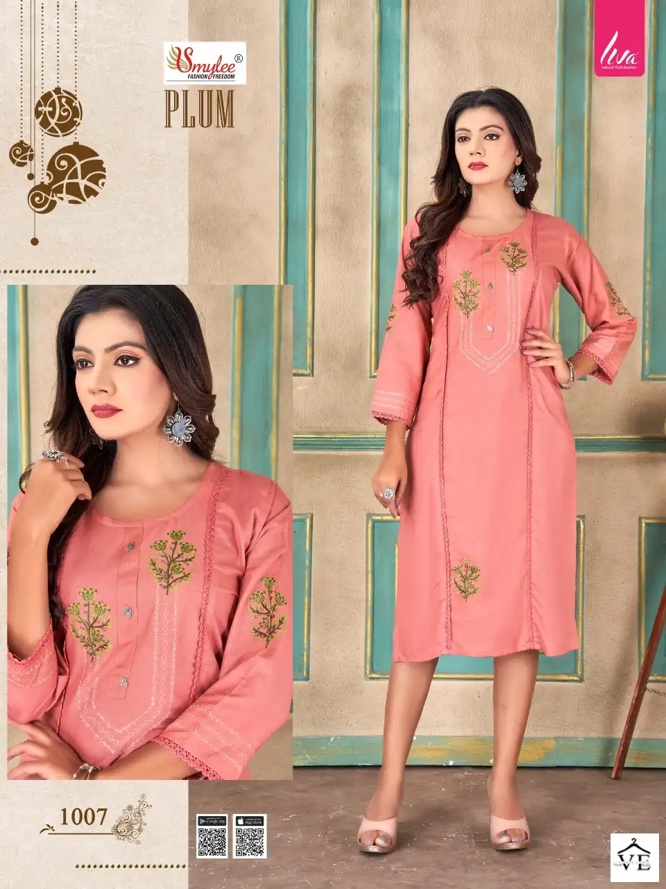 Rung Plum Heavy Liva Approved Rayon Wholesale Long Kurtis Catalog — Wholesale Kurtis, MPA wholesale from Surat — view 2