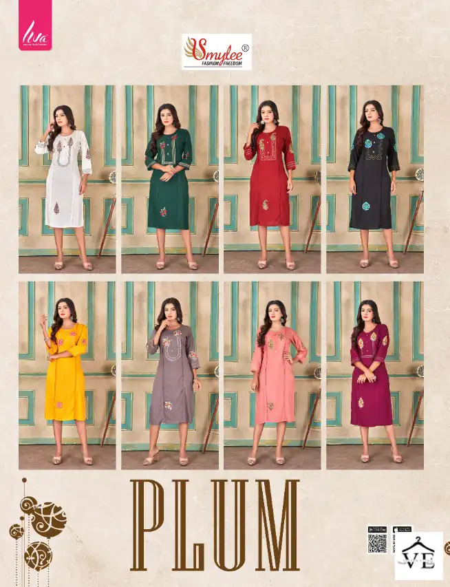Rung Plum Heavy Liva Approved Rayon Wholesale Long Kurtis Catalog — Wholesale Kurtis, MPA wholesale from Surat — view 9