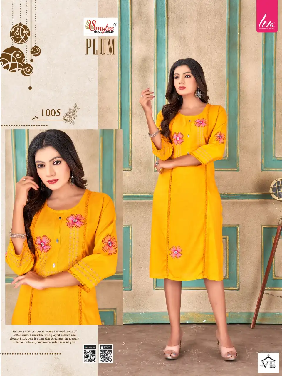 Rung Plum Heavy Liva Approved Rayon Wholesale Long Kurtis Catalog — Wholesale Kurtis, MPA wholesale from Surat — view 3