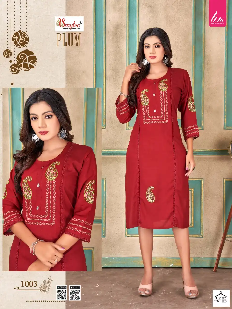 Rung Plum Heavy Liva Approved Rayon Wholesale Long Kurtis Catalog — Wholesale Kurtis, MPA wholesale from Surat — view 8