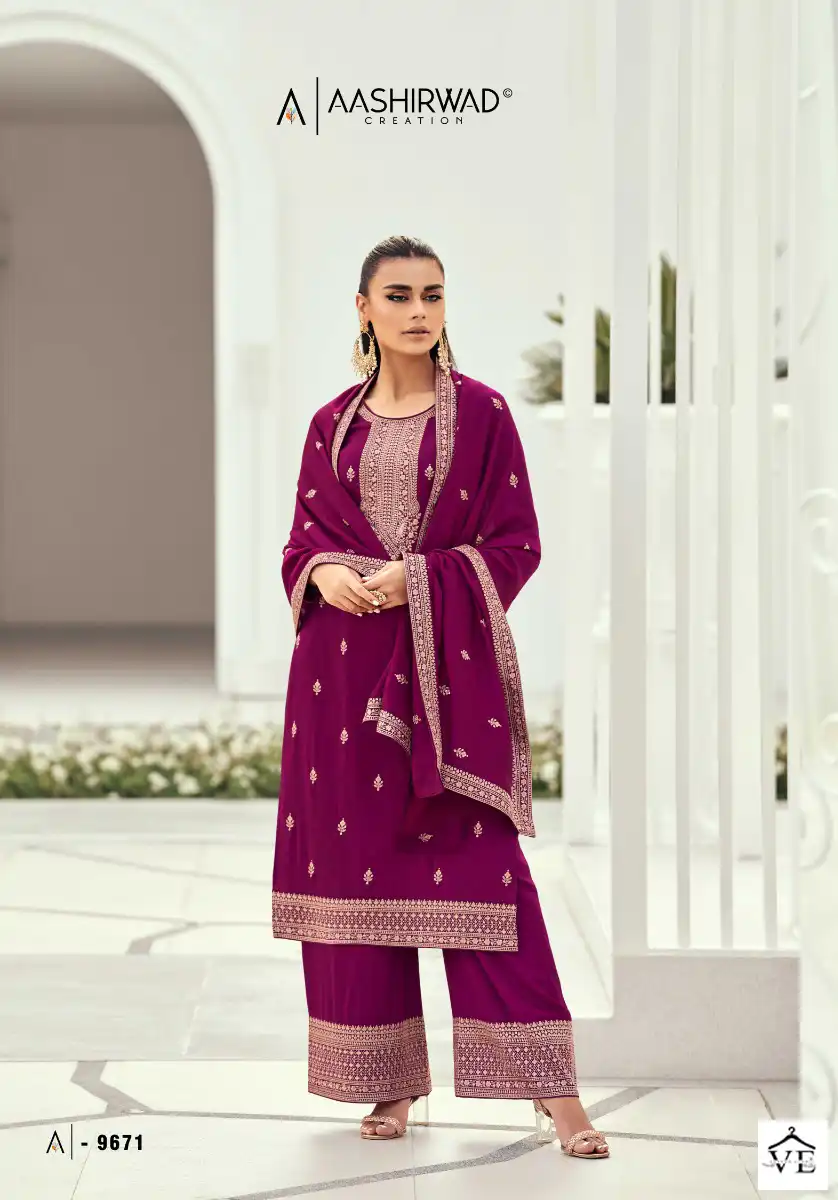 Aashirwad Preet Silk Wholesale Designer Salwar Suit Catalog — Wholesale Salwar Suits, Aashirwad Creation wholesale from Surat - Gallery Image 3