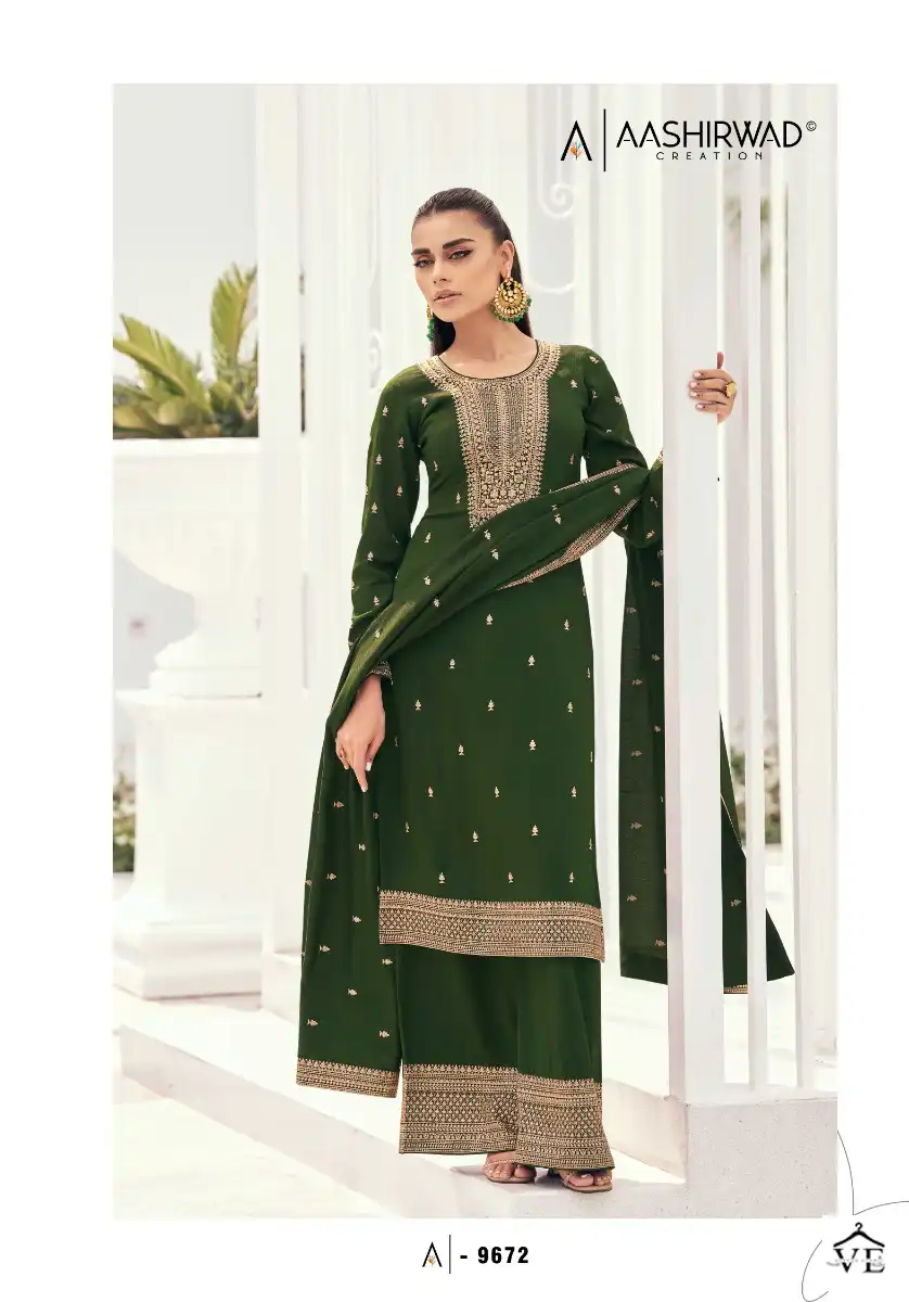 Aashirwad Preet Silk Wholesale Designer Salwar Suit Catalog — Wholesale Salwar Suits, Aashirwad Creation wholesale from Surat - Gallery Image 4