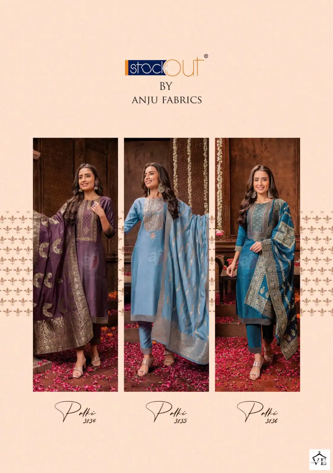 Anju Fabrics Palki Vol 3 Viscose Nylon Wholesale Salwar Suit Catalog — Wholesale Salwar Suits, MPA wholesale from Surat - Gallery Image 7