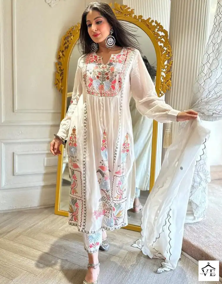 VE Phulwari Heavy Faux Georgette Wholesale Readymade Designer Suit Catalog — Wholesale Salwar Suits, MPA wholesale from Surat — view 1