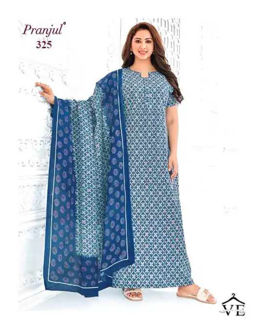 Pranjul Pragati Nighties With Dupatta Vol 5 Cotton Wholesale Long Gown With Dupatta Catalog — Wholesale Kurtis, MPA wholesale from Surat — view 25