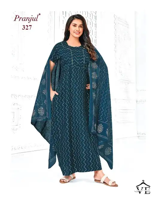 Pranjul Pragati Nighties With Dupatta Vol 5 Cotton Wholesale Long Gown With Dupatta Catalog — Wholesale Kurtis, MPA wholesale from Surat — view 27