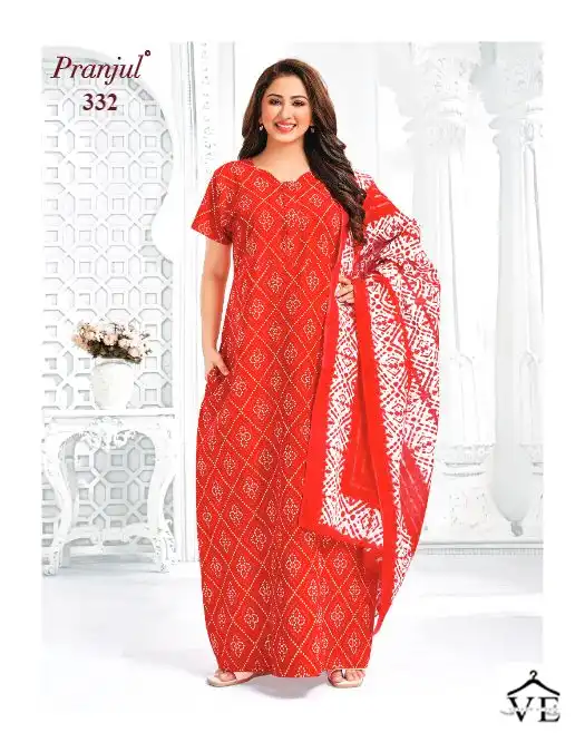 Pranjul Pragati Nighties With Dupatta Vol 5 Cotton Wholesale Long Gown With Dupatta Catalog — Wholesale Kurtis, MPA wholesale from Surat — view 32
