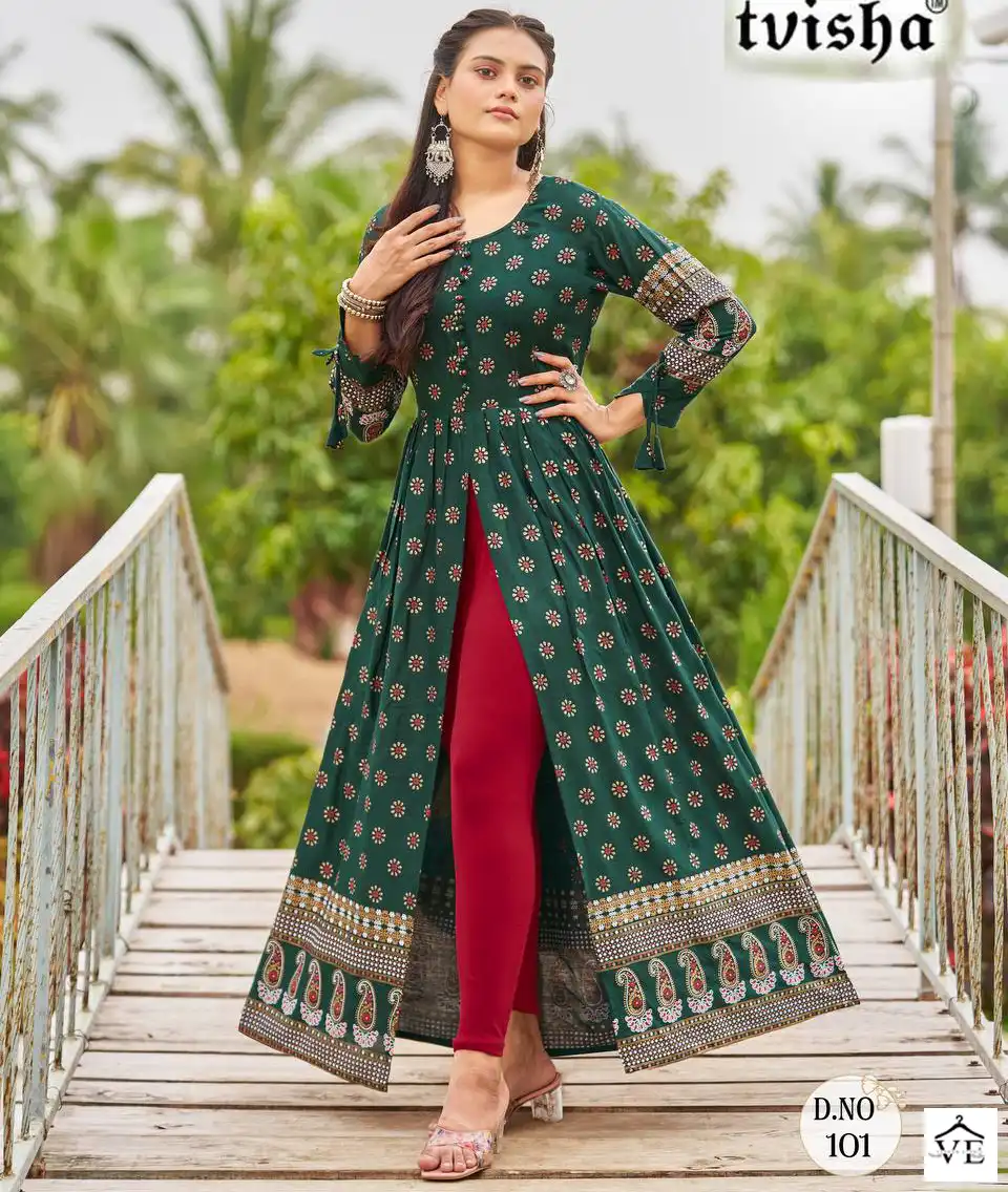 Tvisha Pushpa 5.0 Heavy Rayon Print Wholesale Long Gown Catalog — Wholesale Kurtis, MPA wholesale from Surat — view 1