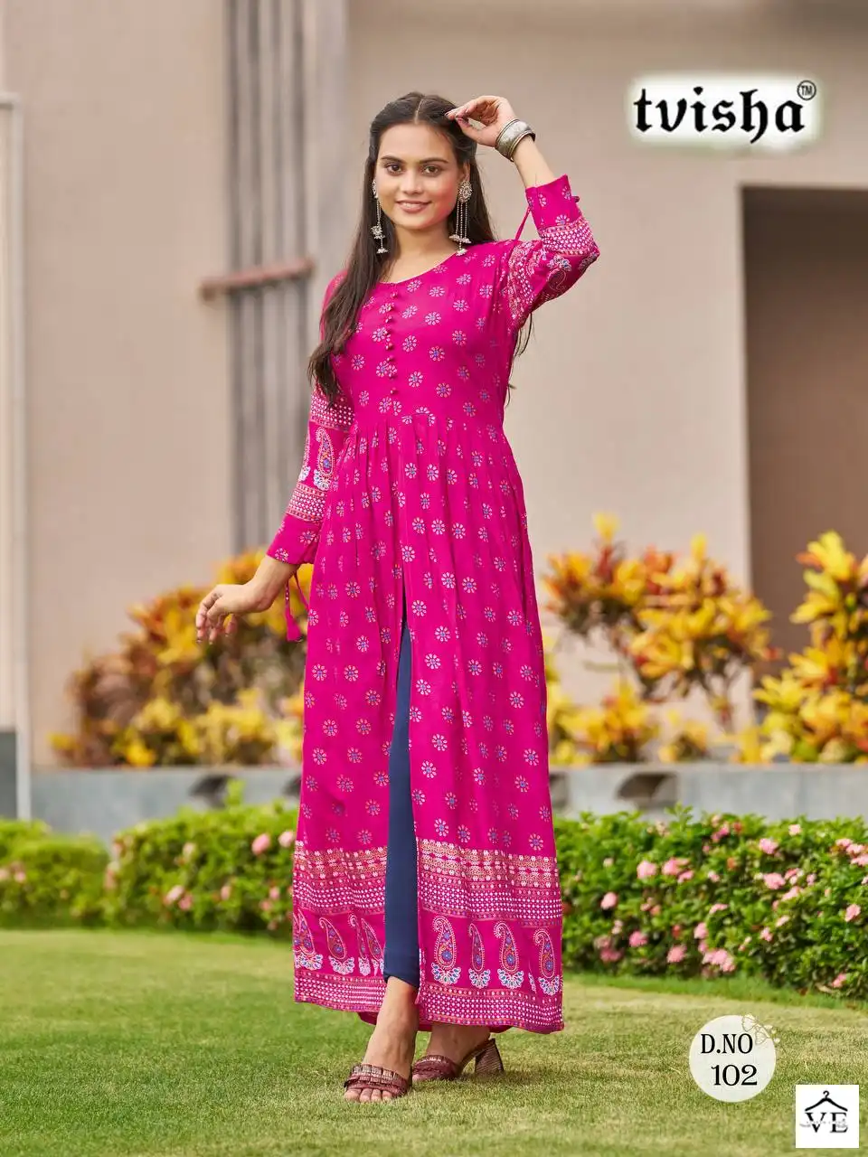 Tvisha Pushpa 5.0 Heavy Rayon Print Wholesale Long Gown Catalog — Wholesale Kurtis, MPA wholesale from Surat - Gallery Image 4