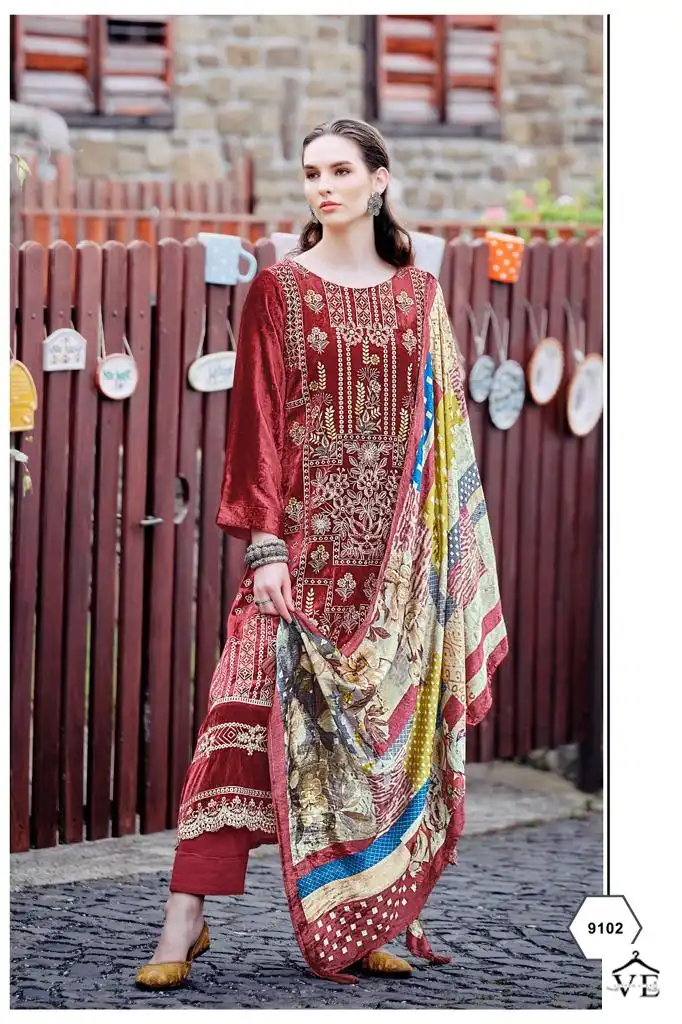 Aiqa Qataar Pure Velvet Wholesale Winter Wear Designer Suits Catalog — Wholesale Salwar Suits, MPA wholesale from Surat - Gallery Image 7