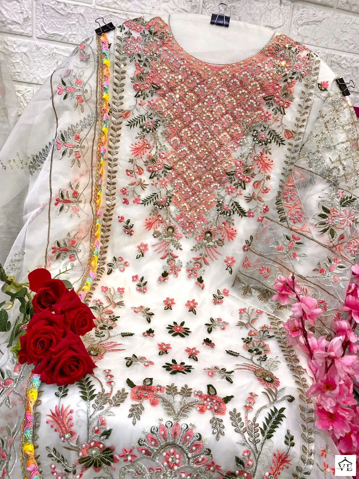 Ramsha R-596 Organza Wholesale Designer Suits Catalog — Wholesale Salwar Suits, MPA wholesale from Surat - Gallery Image 4