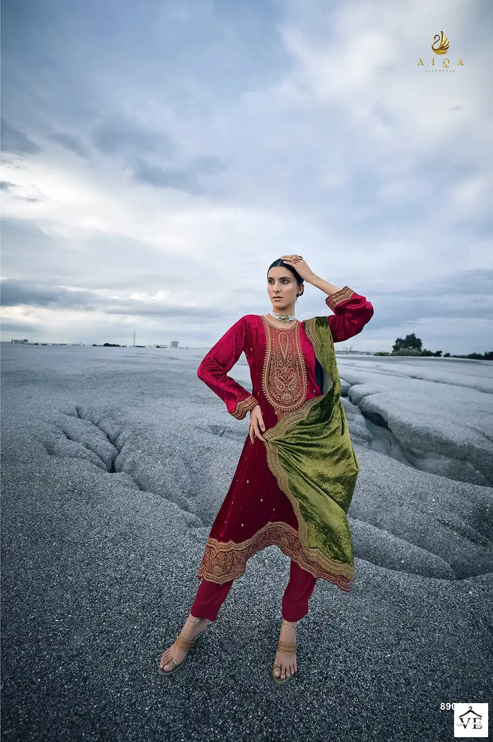 Aiqa Raahi Pure Velvet Wholesale Designer Pakistani Winter Salwar Suit Catalog — Wholesale Salwar Suits, MPA wholesale from Surat - Gallery Image 2