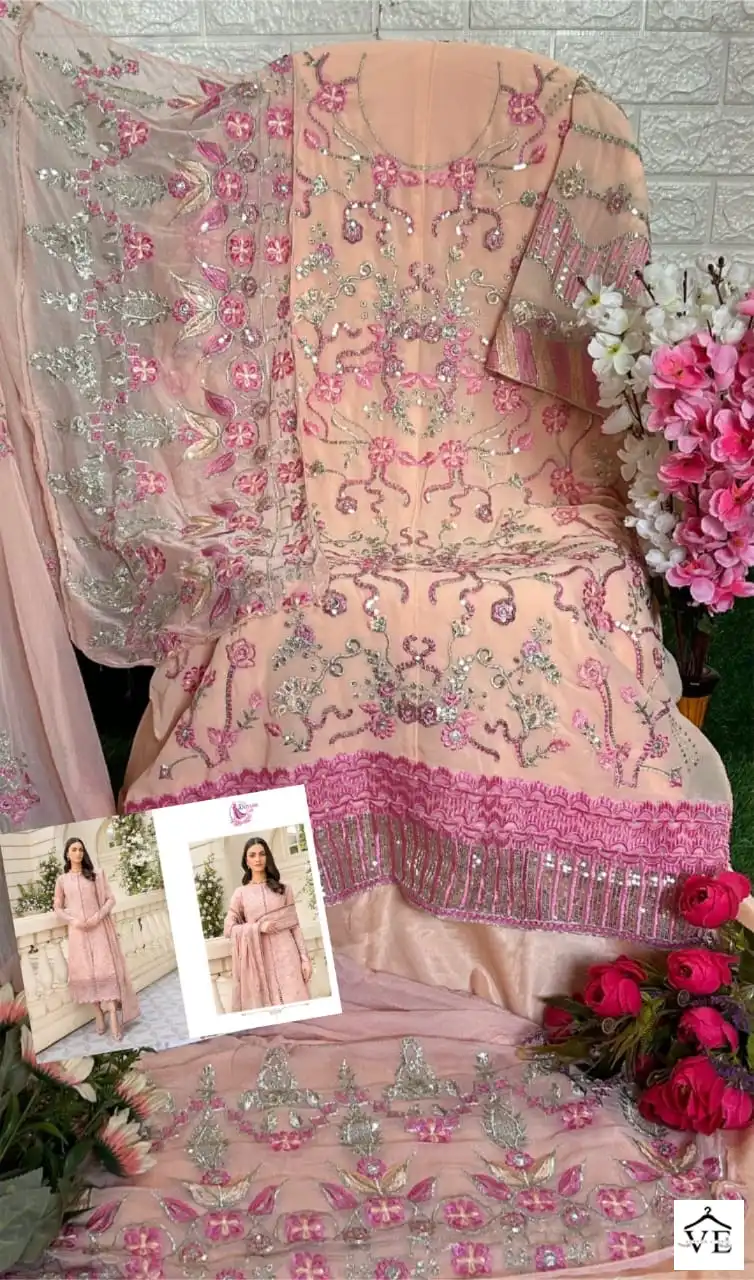 Dinsaa Ramsha Hit Vol 4-221 Heavy Faux Georgette Wholesale Pakistani Suit — Wholesale Salwar Suits, MPA wholesale from Surat — view 2