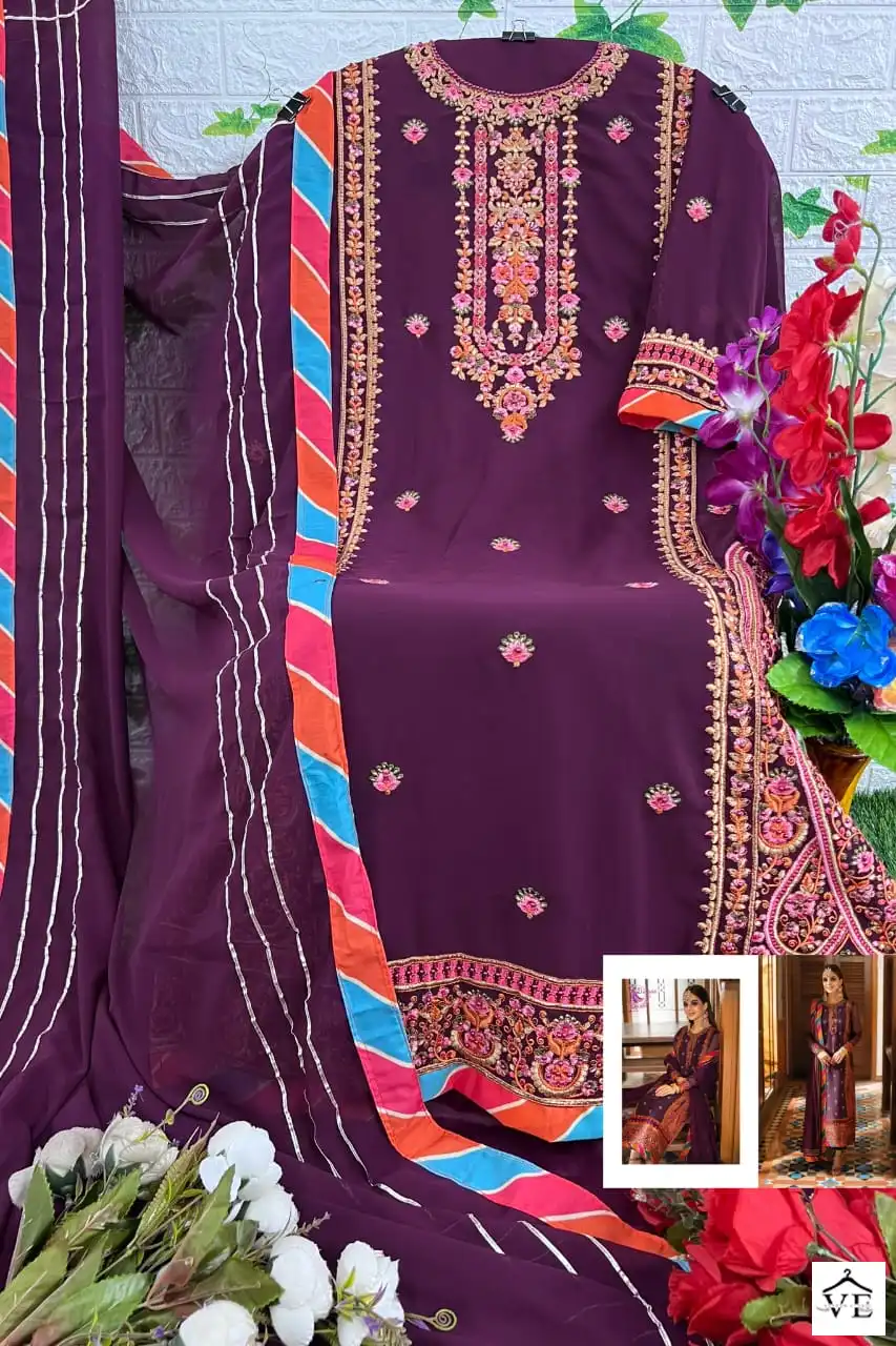 Dinsaa Ramsha Hit Vol 4-222 Heavy Faux Georgette Wholesale Pakistani Suit — Wholesale Salwar Suits, MPA wholesale from Surat — view 2