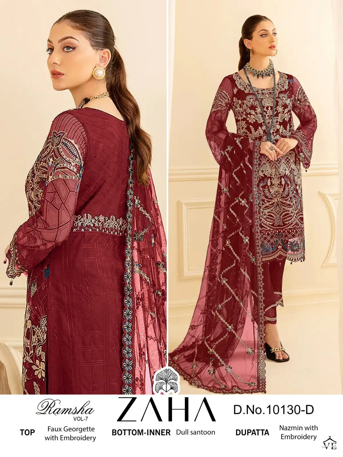 Zaha Ramsha Vol 7 Georgette Wholesale Designer Pakistani Salwar Suit Catalog — Wholesale Salwar Suits, MPA wholesale from Surat - Gallery Image 2