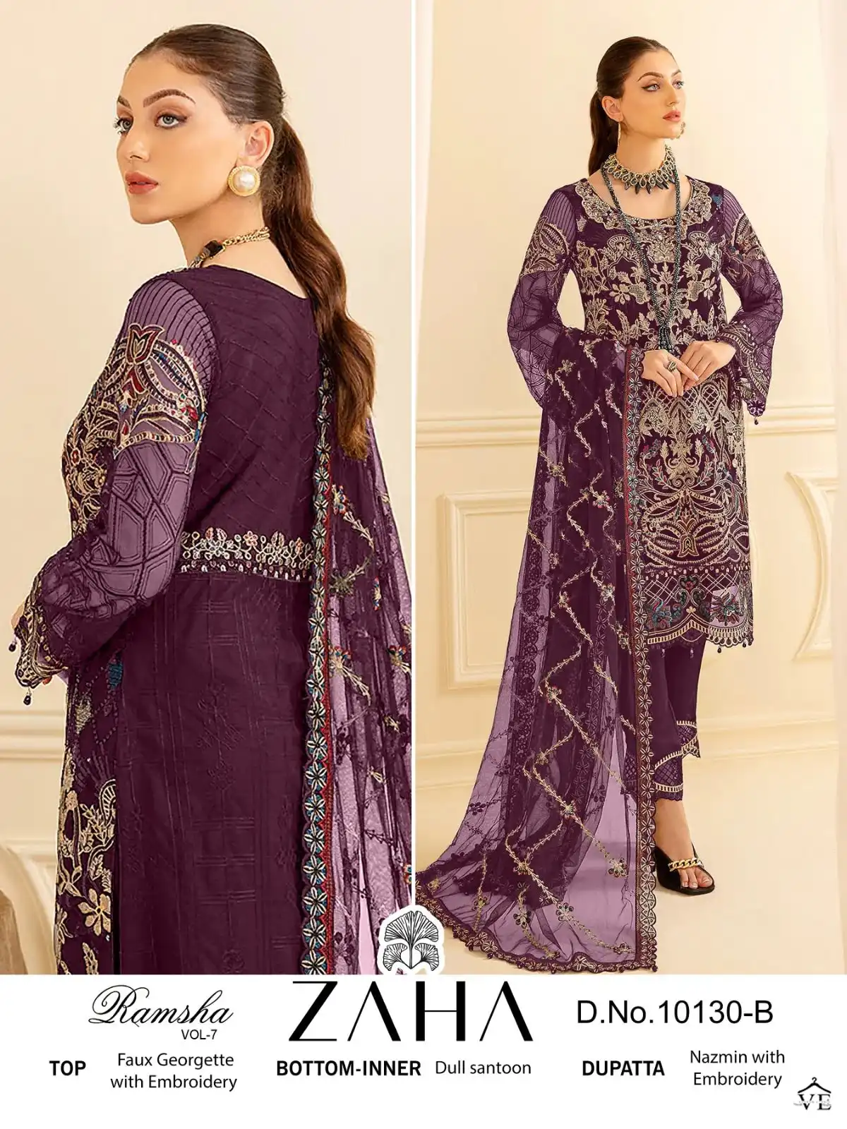 Zaha Ramsha Vol 7 Georgette Wholesale Designer Pakistani Salwar Suit Catalog — Wholesale Salwar Suits, MPA wholesale from Surat - Gallery Image 3