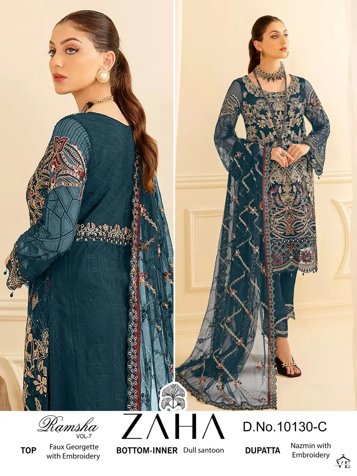 Zaha Ramsha Vol 7 Georgette Wholesale Designer Pakistani Salwar Suit Catalog — Wholesale Salwar Suits, MPA wholesale from Surat - Gallery Image 4