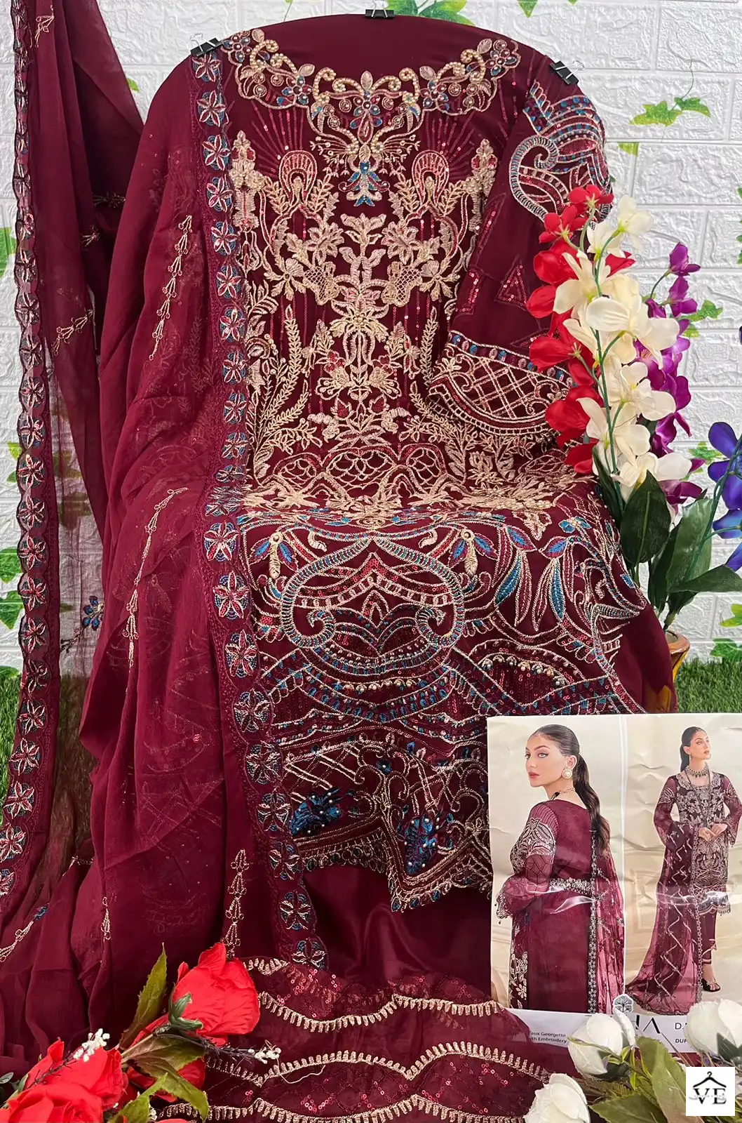Zaha Ramsha Vol 7 Georgette Wholesale Designer Pakistani Salwar Suit Catalog — Wholesale Salwar Suits, MPA wholesale from Surat - Gallery Image 8