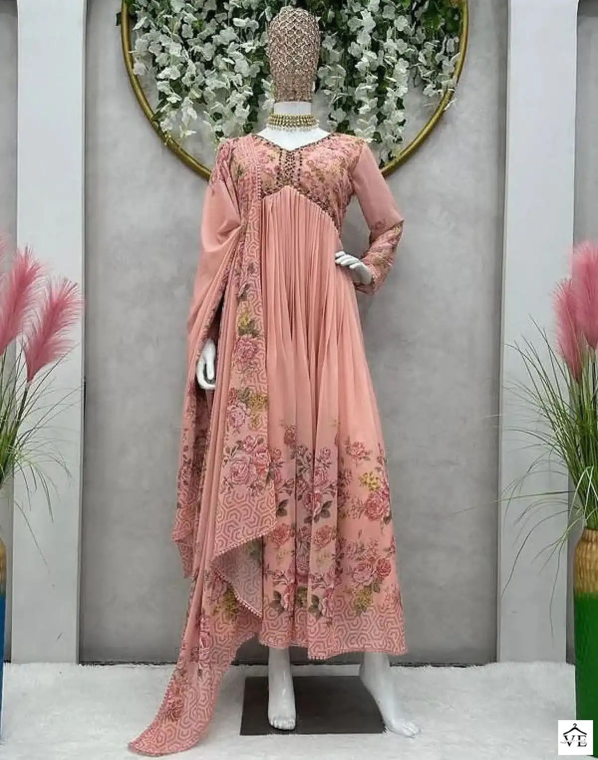 VE Fulwari Faux Georgette Wholesale Gown With Bottom & Dupatta Catalog — Wholesale Salwar Suits, MPA wholesale from Surat — view 1