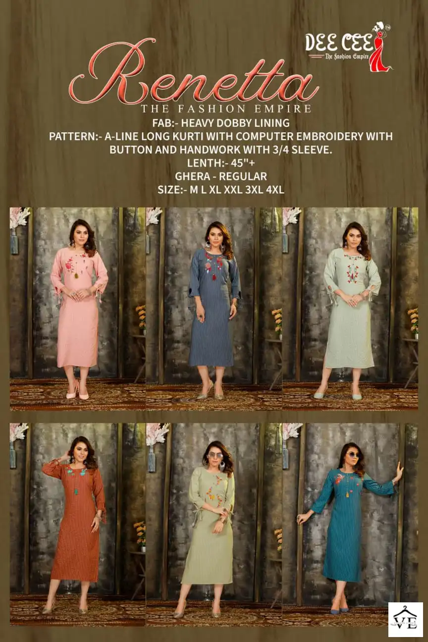 Deecee Renetta Heavy Dobby Lining Wholesale Fancy Kurtis Catalog — Wholesale Kurtis, MPA wholesale from Surat — view 7