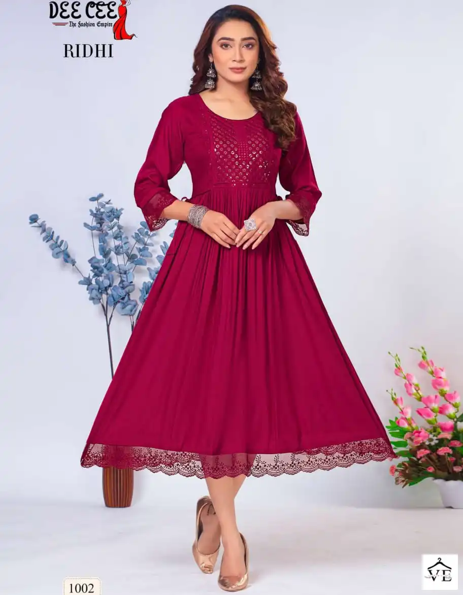 Deecee Ridhi Heavy Rayon Wholesale Designer Long Kurtis Catalog — Wholesale Kurtis, MPA wholesale from Surat — view 1