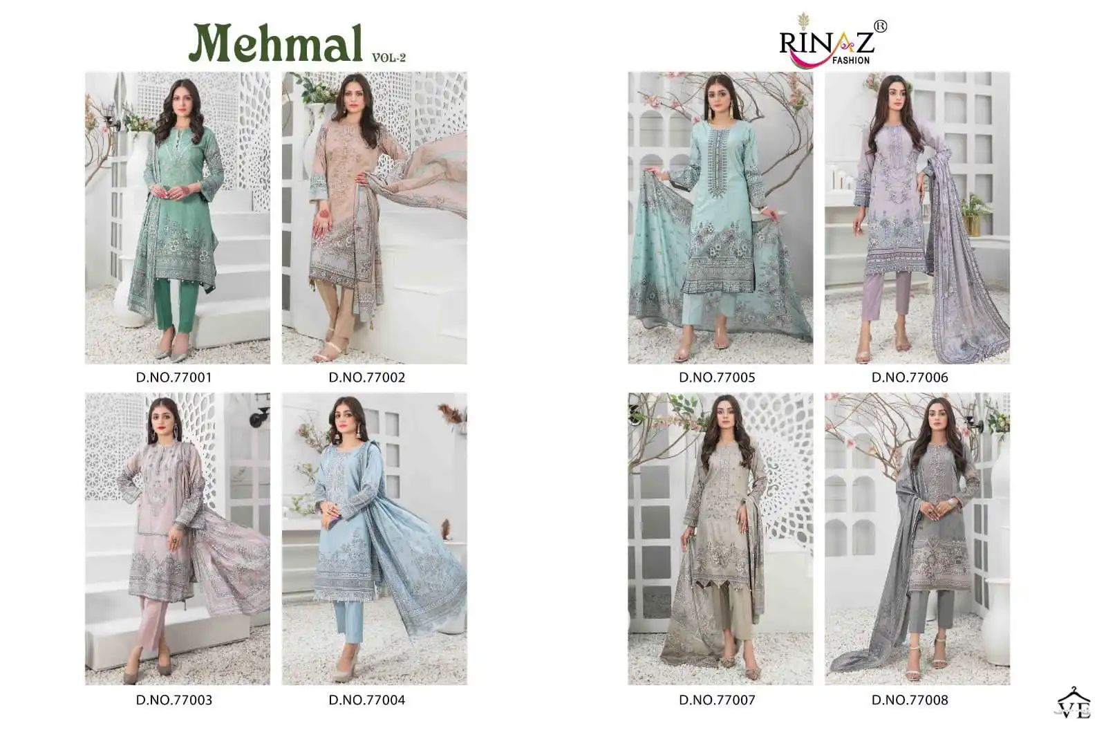Rinaz Fashion Mehmal Vol 2 Cotton Wholesale Embroidery Work Pakistani Salwar Suit Catalog — Wholesale Salwar Suits, MPA wholesale from Surat — view 9