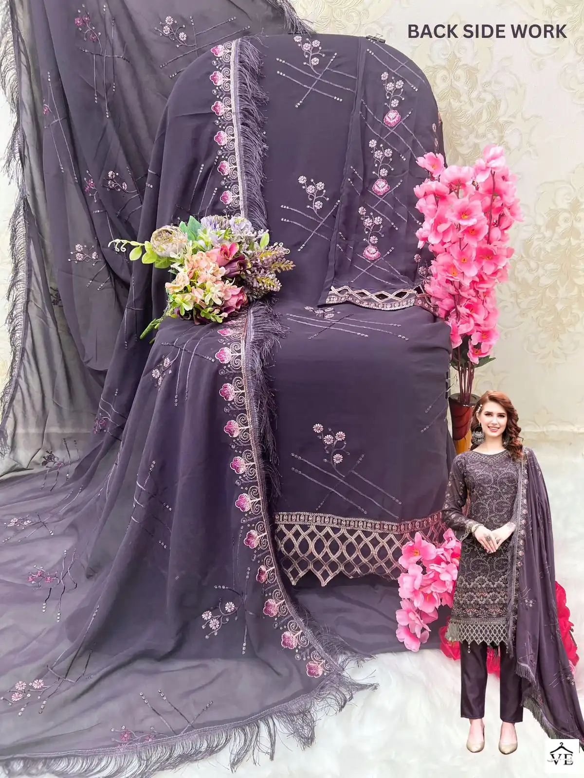Shanaya Rose Hand Craft Faux Georgette Wholesale Designer Pakistani Salwar Suit — Wholesale Salwar Suits, MPA wholesale from Surat - Gallery Image 3