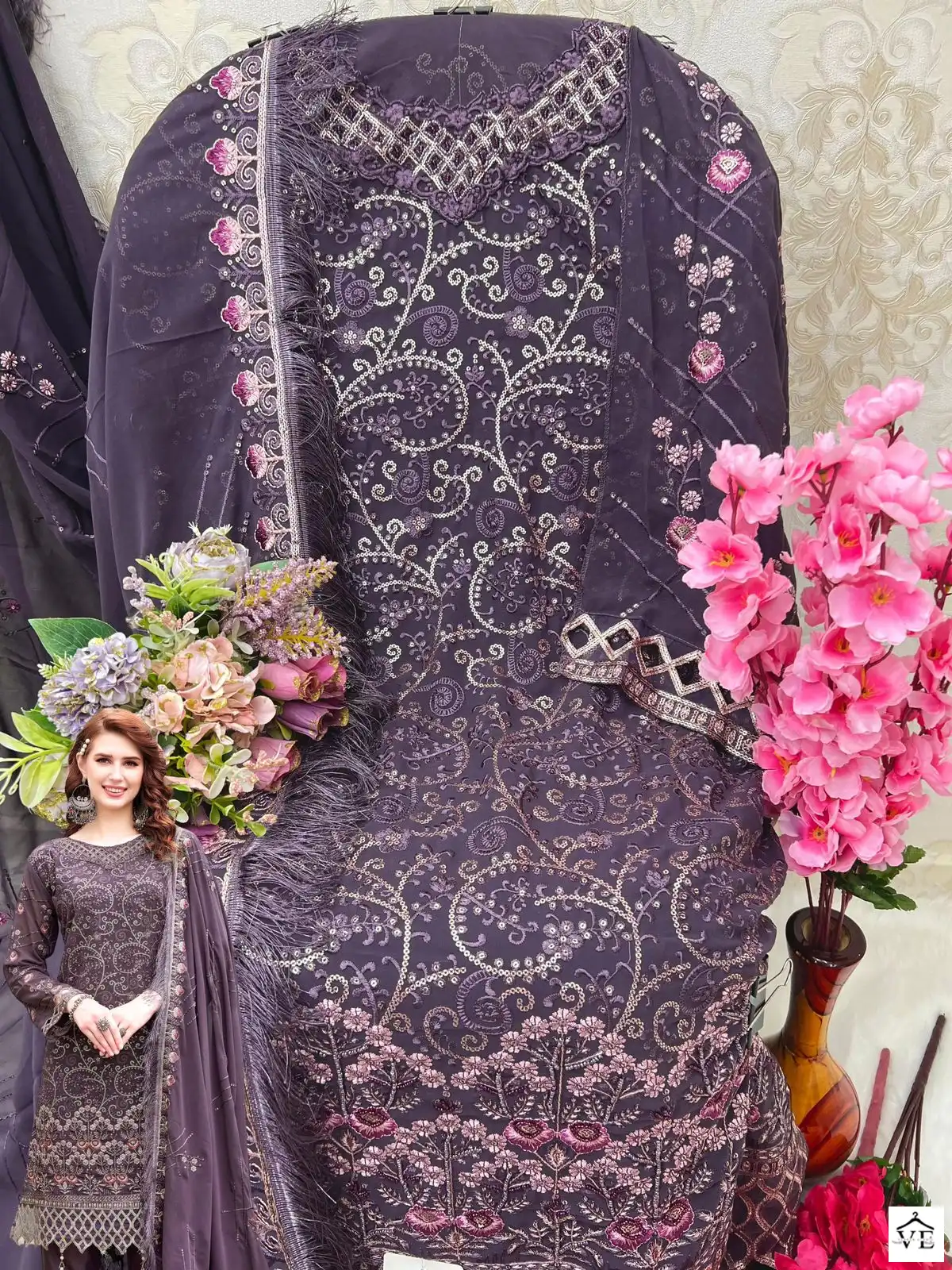 Shanaya Rose Hand Craft Faux Georgette Wholesale Designer Pakistani Salwar Suit — Wholesale Salwar Suits, MPA wholesale from Surat — view 4