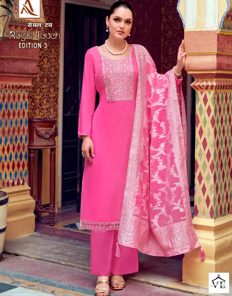 Alok Suits Royal Touch Edition Vol 3 Viscose Wholesale Lucknowi Thread Work Designer Salwar Suit Catalog — Wholesale Salwar Suits, Alok Suit wholesale from Surat — view 1