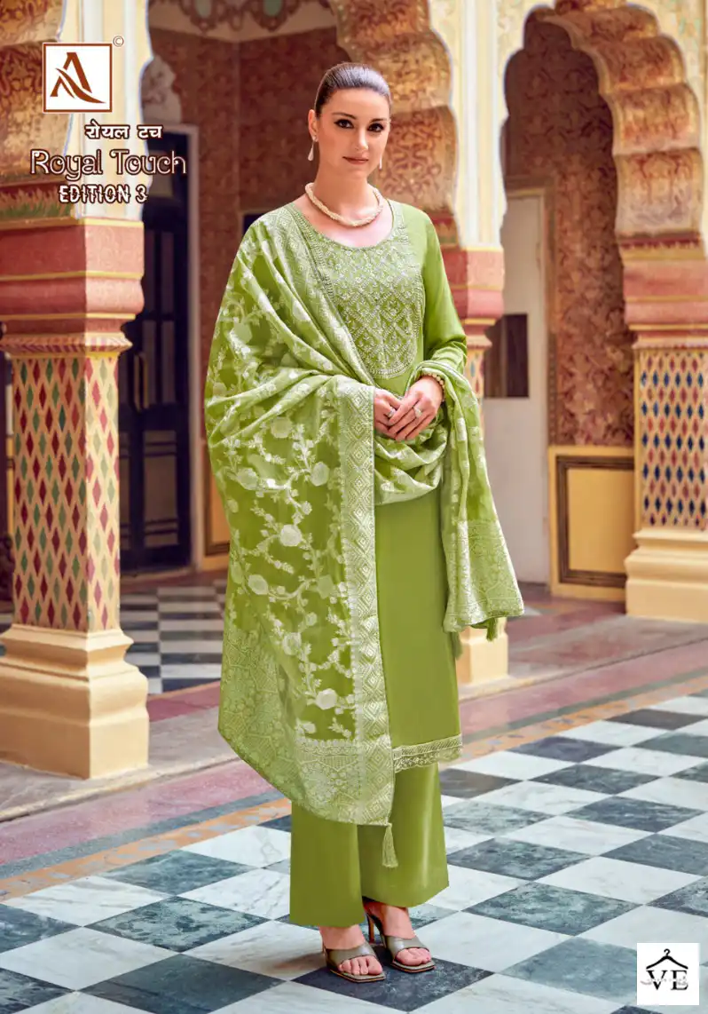 Alok Suits Royal Touch Edition Vol 3 Viscose Wholesale Lucknowi Thread Work Designer Salwar Suit Catalog — Wholesale Salwar Suits, Alok Suit wholesale from Surat - Gallery Image 4