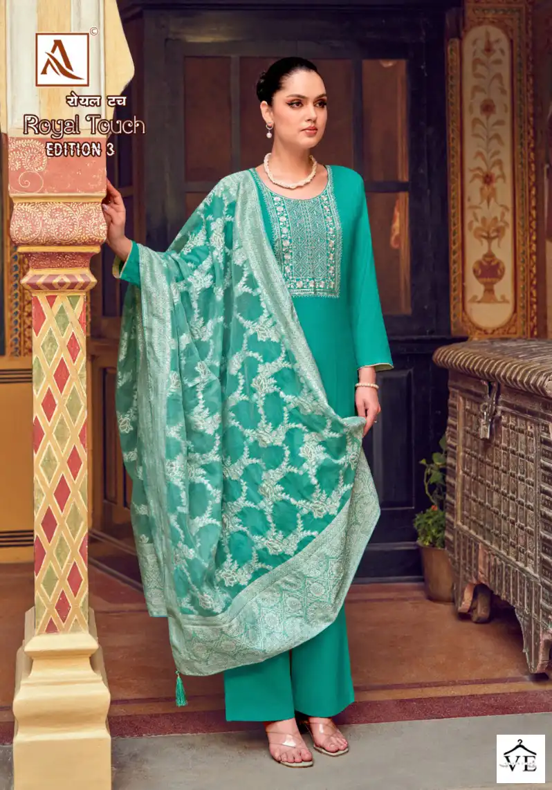 Alok Suits Royal Touch Edition Vol 3 Viscose Wholesale Lucknowi Thread Work Designer Salwar Suit Catalog — Wholesale Salwar Suits, Alok Suit wholesale from Surat - Gallery Image 6