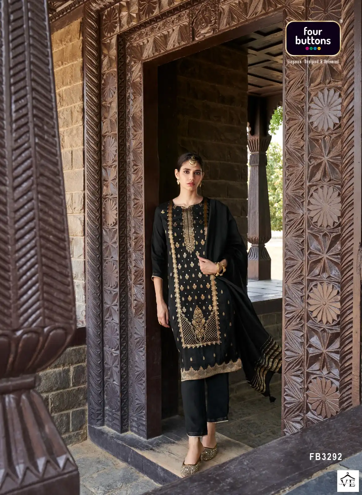 Four Buttons Royalty 5 Placement Jacquard Wholesale Readymade Suits Catalog — Wholesale Salwar Suits, MPA wholesale from Surat - Gallery Image 3