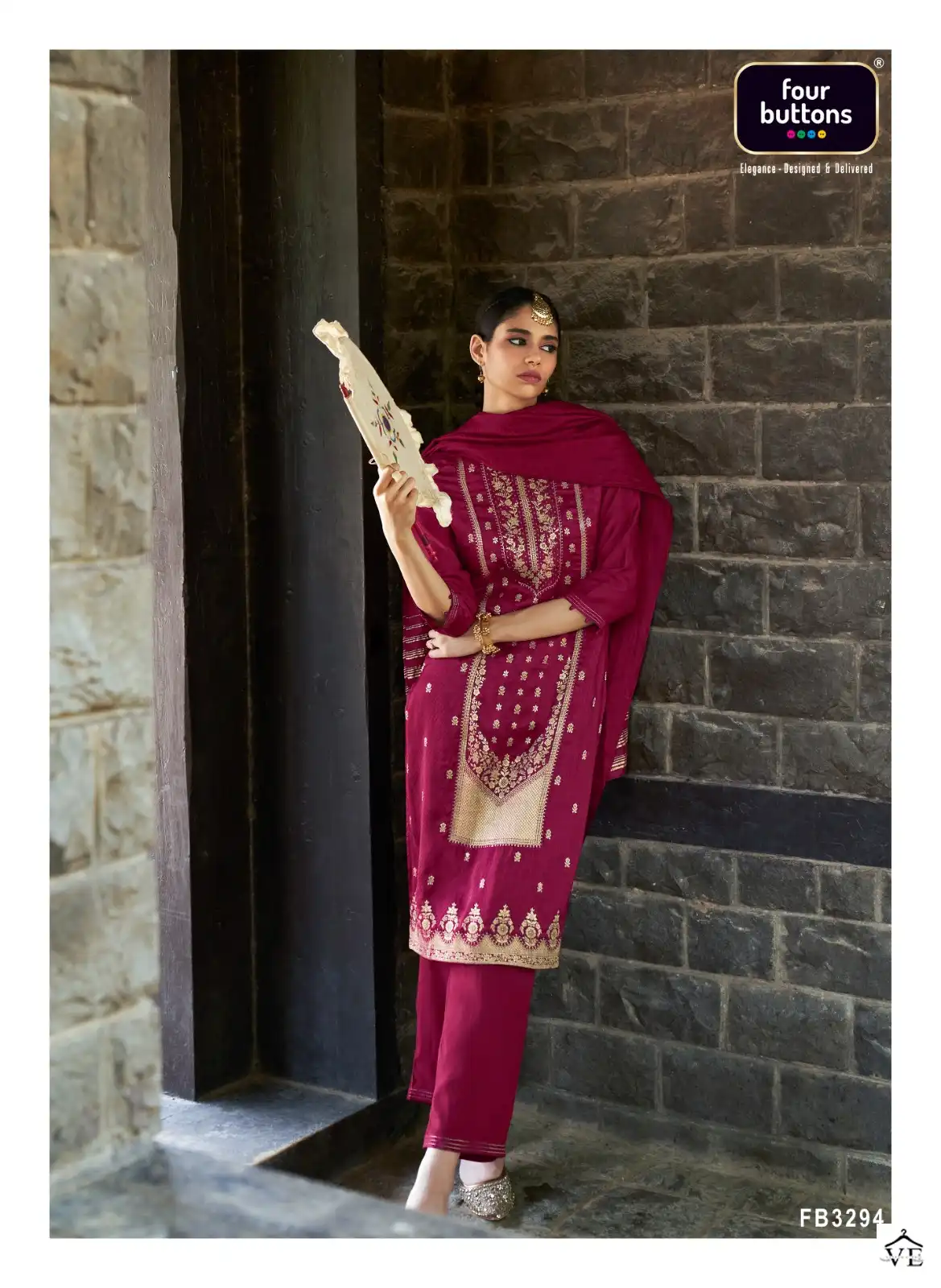 Four Buttons Royalty 5 Placement Jacquard Wholesale Readymade Suits Catalog — Wholesale Salwar Suits, MPA wholesale from Surat - Gallery Image 5
