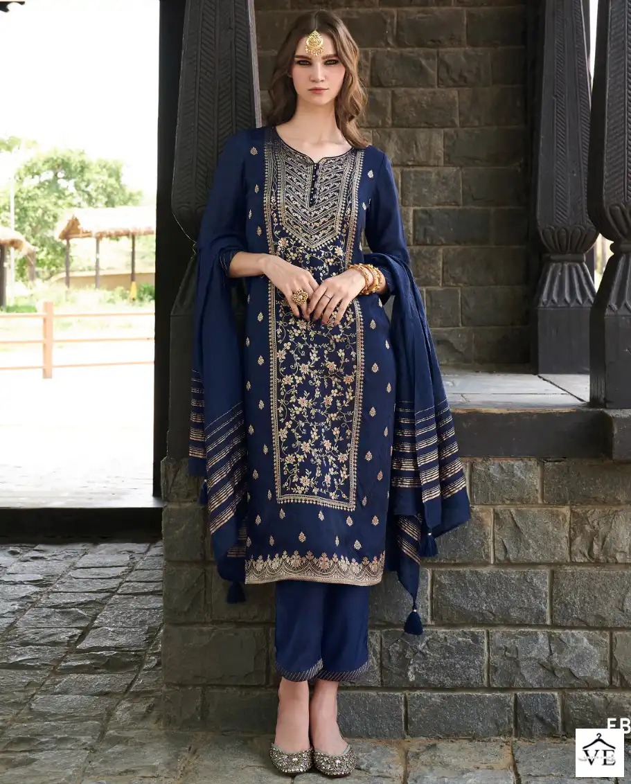 Four Buttons Royalty 5 Placement Jacquard Wholesale Readymade Suits Catalog — Wholesale Salwar Suits, MPA wholesale from Surat — view 1