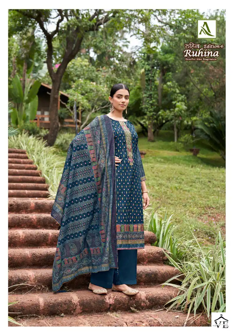 Alok Suits Ruhina Vol 6 Viscose Wholesale Fancy Embroidery Work Salwar Suit Catalog — Wholesale Salwar Suits, MPA wholesale from Surat - Gallery Image 2