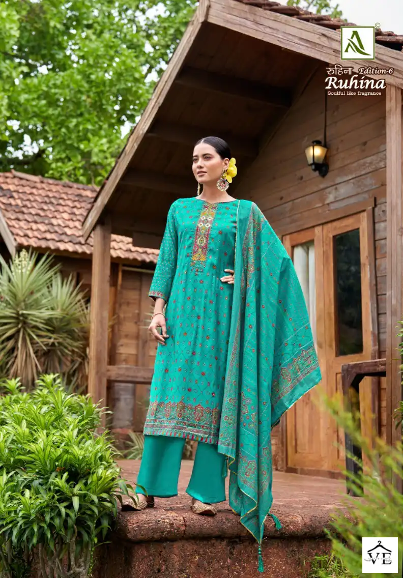 Alok Suits Ruhina Vol 6 Viscose Wholesale Fancy Embroidery Work Salwar Suit Catalog — Wholesale Salwar Suits, MPA wholesale from Surat - Gallery Image 3