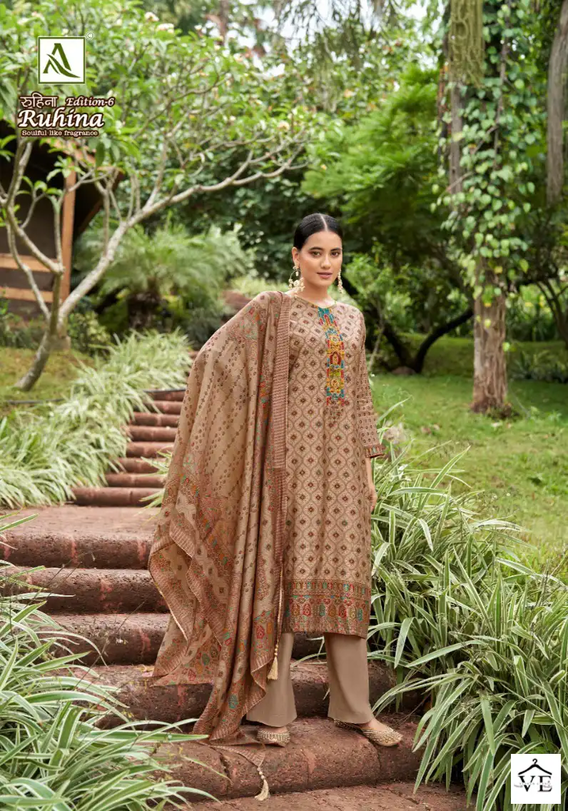 Alok Suits Ruhina Vol 6 Viscose Wholesale Fancy Embroidery Work Salwar Suit Catalog — Wholesale Salwar Suits, MPA wholesale from Surat - Gallery Image 5