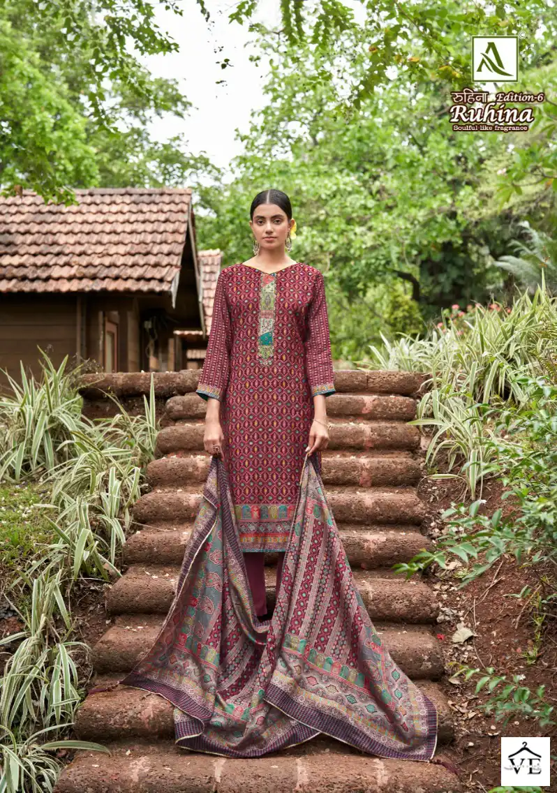 Alok Suits Ruhina Vol 6 Viscose Wholesale Fancy Embroidery Work Salwar Suit Catalog — Wholesale Salwar Suits, MPA wholesale from Surat - Gallery Image 7