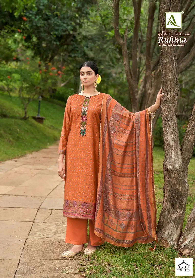 Alok Suits Ruhina Vol 6 Viscose Wholesale Fancy Embroidery Work Salwar Suit Catalog — Wholesale Salwar Suits, MPA wholesale from Surat - Gallery Image 7