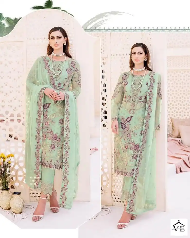 Vardan Ethnic Ramsha Chiffon Collection Vol 23 Embroidered Chiffon Wholesale Original Pakistani Salwar Suit Catalog — Wholesale Salwar Suits, MPA wholesale from Surat - Gallery Image 14