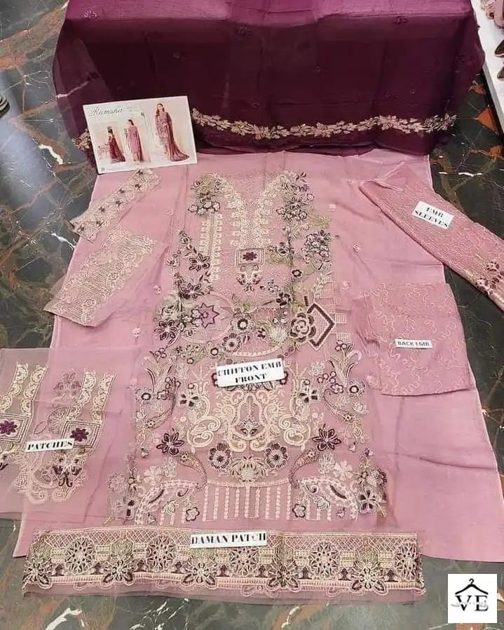 Vardan Ethnic Ramsha Chiffon Collection Vol 23 Embroidered Chiffon Wholesale Original Pakistani Salwar Suit Catalog — Wholesale Salwar Suits, MPA wholesale from Surat - Gallery Image 16
