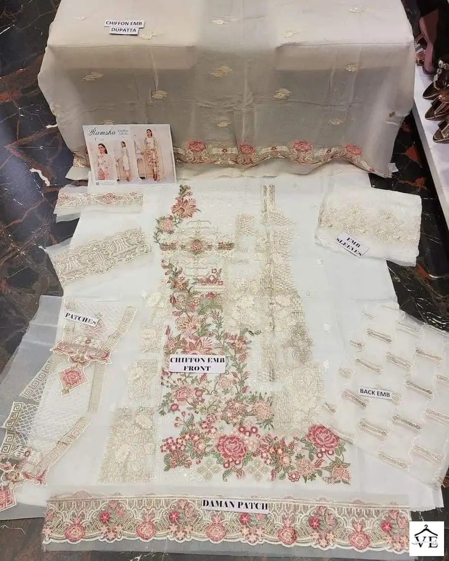 Vardan Ethnic Ramsha Chiffon Collection Vol 23 Embroidered Chiffon Wholesale Original Pakistani Salwar Suit Catalog — Wholesale Salwar Suits, MPA wholesale from Surat - Gallery Image 17