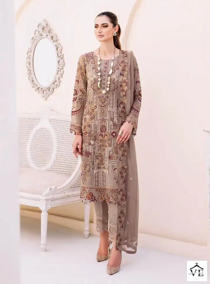 Vardan Ethnic Ramsha Chiffon Collection Vol 23 Embroidered Chiffon Wholesale Original Pakistani Salwar Suit Catalog — Wholesale Salwar Suits, MPA wholesale from Surat - Gallery Image 3