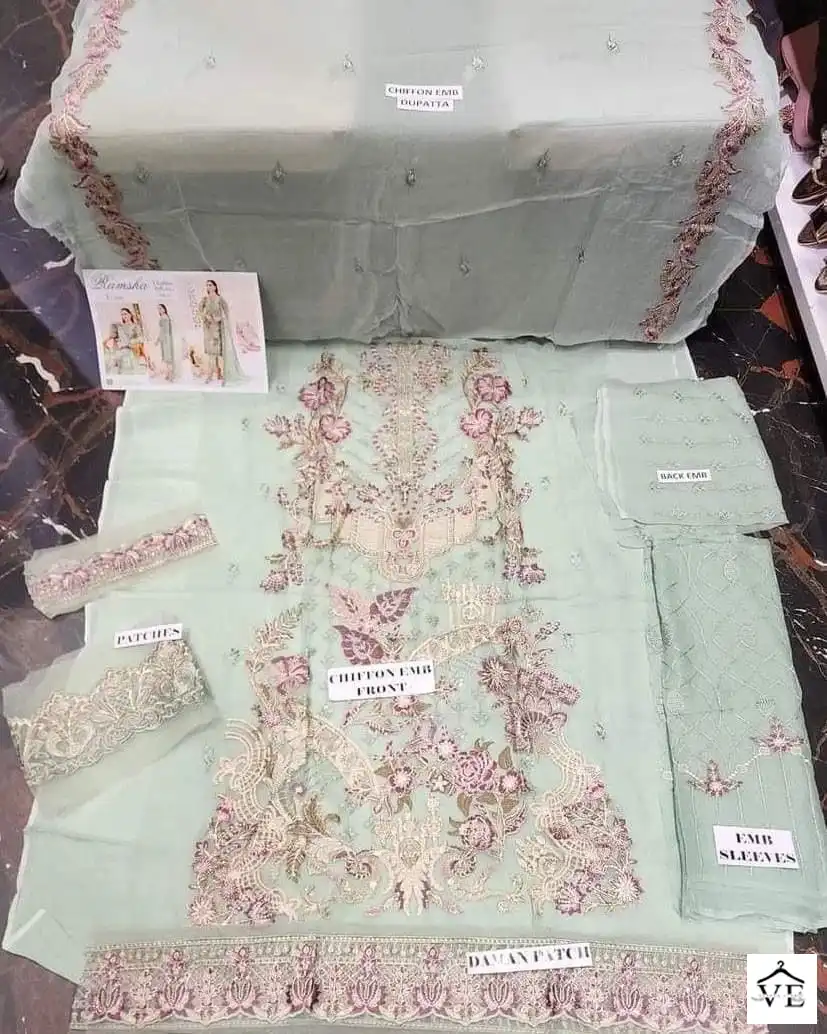 Vardan Ethnic Ramsha Chiffon Collection Vol 23 Embroidered Chiffon Wholesale Original Pakistani Salwar Suit Catalog — Wholesale Salwar Suits, MPA wholesale from Surat - Gallery Image 20