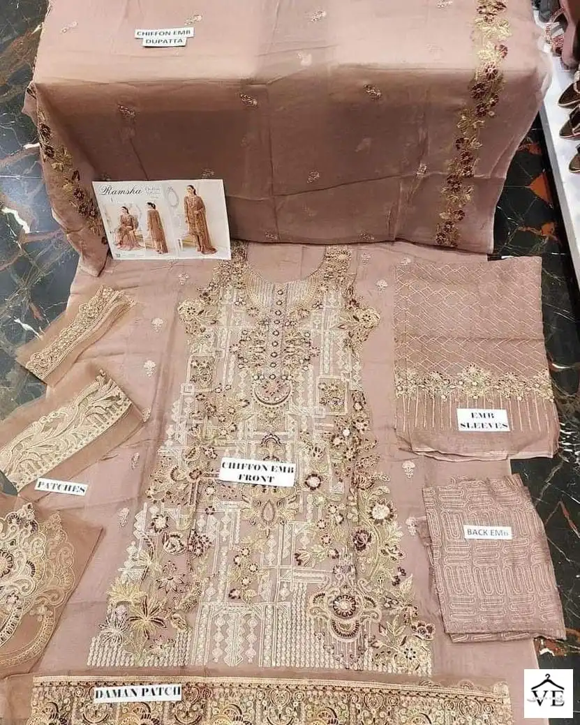 Vardan Ethnic Ramsha Chiffon Collection Vol 23 Embroidered Chiffon Wholesale Original Pakistani Salwar Suit Catalog — Wholesale Salwar Suits, MPA wholesale from Surat - Gallery Image 21