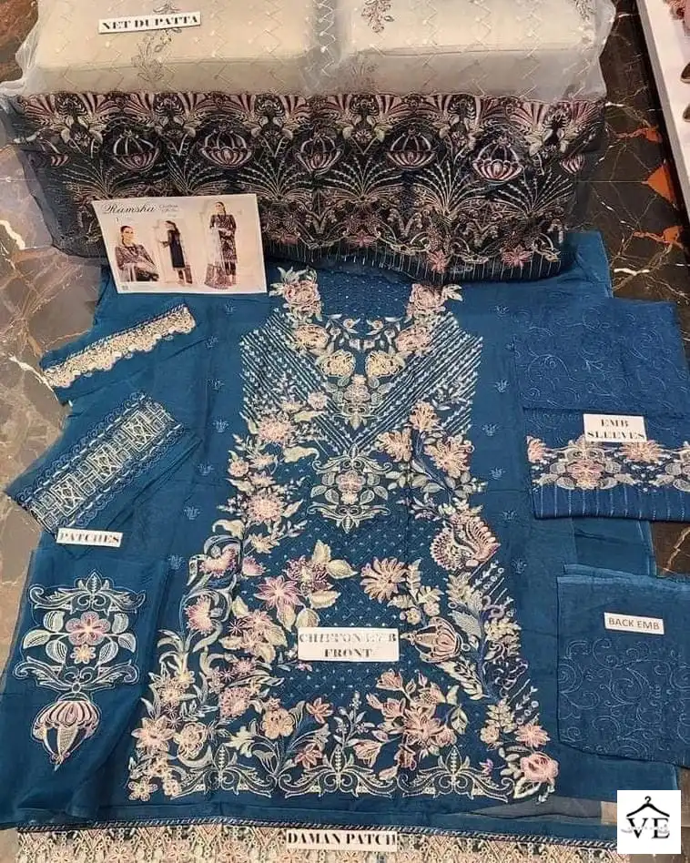 Vardan Ethnic Ramsha Chiffon Collection Vol 23 Embroidered Chiffon Wholesale Original Pakistani Salwar Suit Catalog — Wholesale Salwar Suits, MPA wholesale from Surat - Gallery Image 22